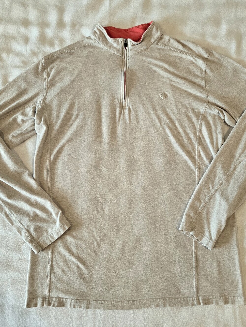 Coolibar Quarter 1/4 Zip Cotton Bamboo Oullover UV 50+ Womens Medium Oatmeal